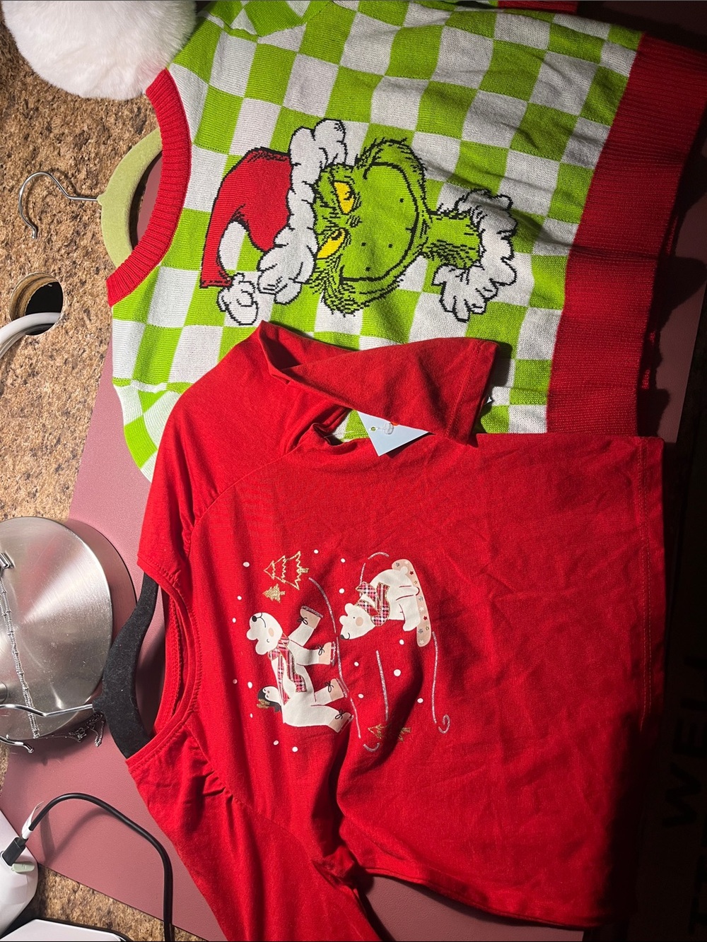 Kids bundle Christmas Grinch Sweater - Green & Red Holiday Knit